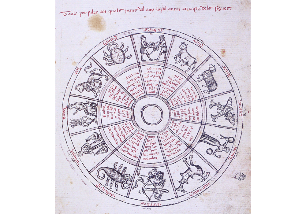 Breviari d'Amor-Ermengaud Beziers-Guillem Copons-Manuscript-Illuminated codex-facsimile book-Vicent García Editores-6 Zodiac.
